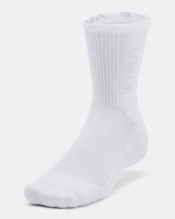 Unisex UA 3-Maker 3-Pack Mid-Crew Socks, White, pdpMainDesktop image number 1